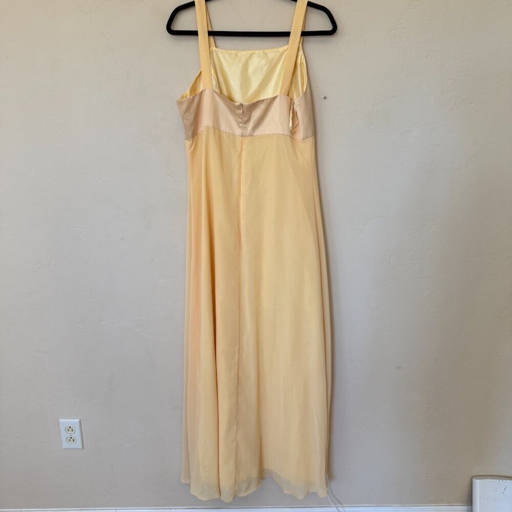 Papell Boutique Yellow Maxi Dress Formal Chiffon Prom Bridesmaid Dress 12 - Picture 3 of 9